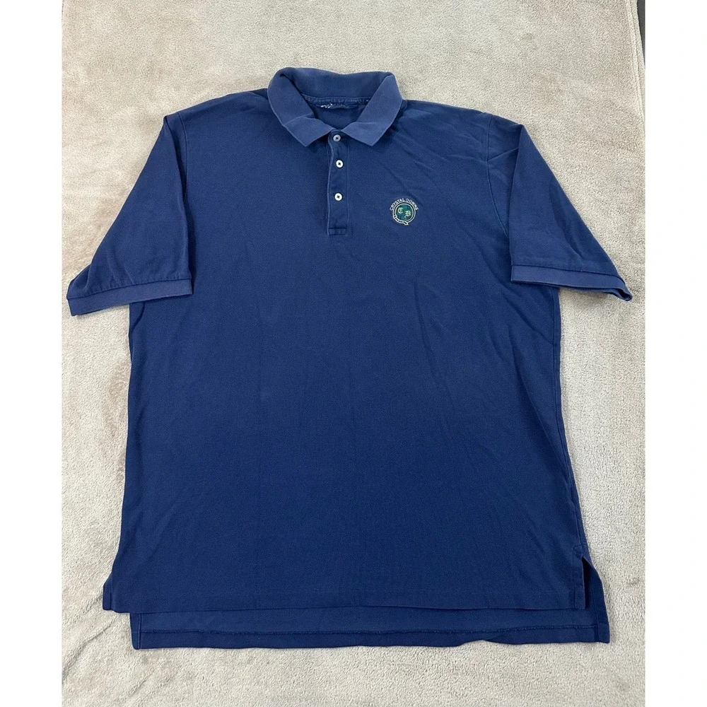 Vintage Polo Polo Golf Shirt Men Size XL Blue Short-Sleeve Crystal Down Logo S/S